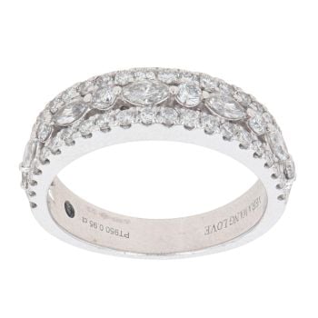 Platinum 0.95ct Brilliant and Marquise Cut Diamond Vera Wang Three Row Ring