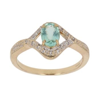 18ct Yellow Gold 0.05ct Diamond And Green Tourmaline Ring