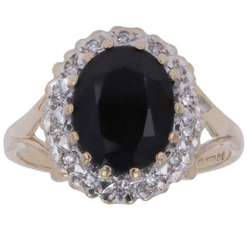 9ct Yellow Gold 0.08ct Diamond and Sapphire Cluster Ring