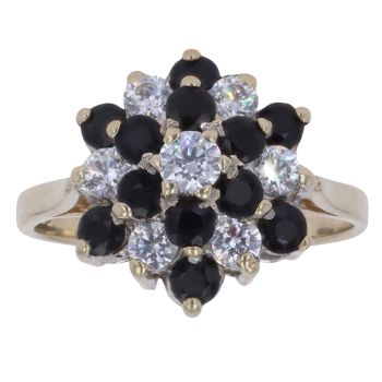 9ct Yellow Gold Cubic Zirconia and Sapphire Cluster Ring