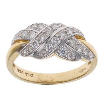 18ct Yellow Gold 0.50ct Brilliant Cut Diamond Crossover Ring