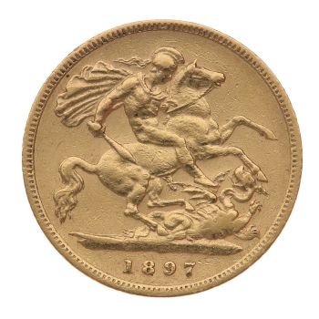 1897 Victoria Old Head UK Half Sovereign Coin