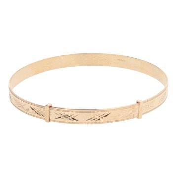 9ct Yellow Gold Patterned Expanding Bangle