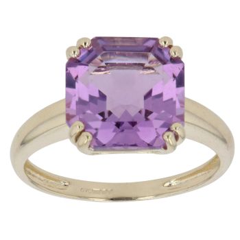 9ct Yellow Gold Amethyst Single Stone Ring