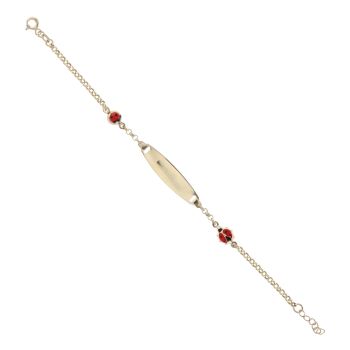 14ct Yellow Gold Children's Ladybird ID Bracelet 6"