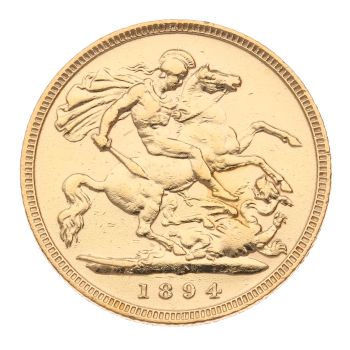 1894 Victoria Old Head UK Half Sovereign Coin
