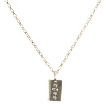 9ct Yellow Gold Ingot Pendant and Chain 24"