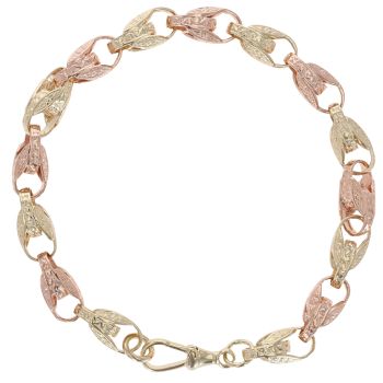 9ct Yellow and Rose Gold Patterned Tulip Bracelet 10.5"