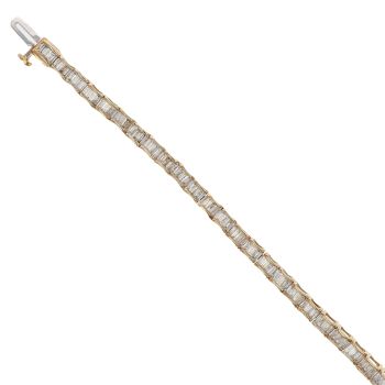 9ct Yellow Gold 2.10ct Baguette Cut Diamond Bracelet 7.5"