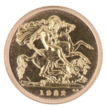 1982 Elizabeth II Decimal Portrait UK Half Sovereign Coin