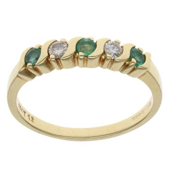 18ct Yellow Gold 0.12ct Diamond And Emerald Ring
