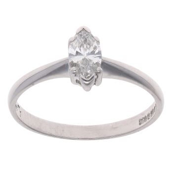 18ct White Gold 0.45ct Marquise Cut Diamond Solitaire Ring