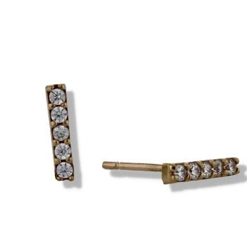 9ct Yellow Gold Cubic Zirconia Straight Bar Stud Earrings