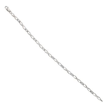 9ct White Gold Cubic Zirconia Infinity Bracelet 7"