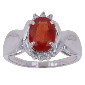 18ct White Gold 0.05ct Brilliant Cut Diamond and Orange Gemstone Fancy Ring