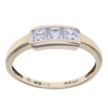 9ct Yellow Gold Cubic Zirconia Three Stone Ring