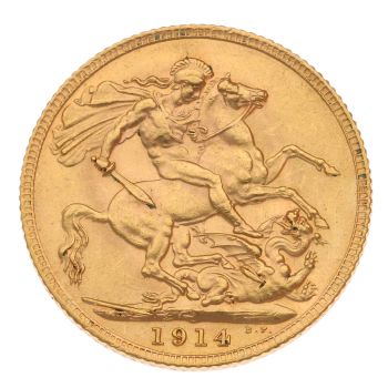 1914 George V Large Head UK Full Sovereign Coin