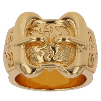 Sterling Silver Gold Plated Double Buckle Ring