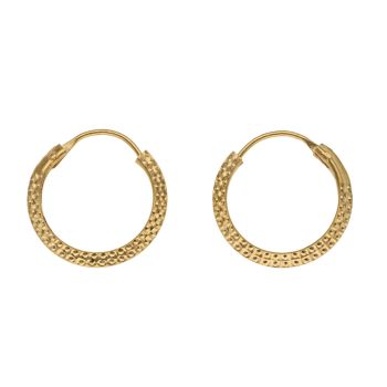 22ct Yellow Gold V Dot Hoop Earrings