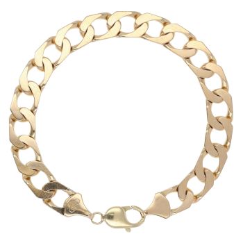 9ct Yellow Gold Plain Curb Bracelet 8.5"