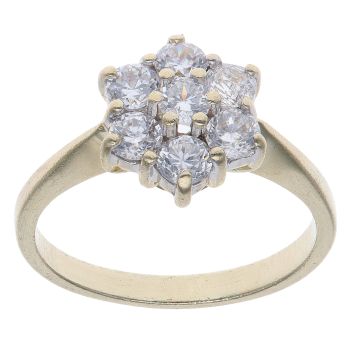 9ct Yellow Gold Cubic Zirconia Cluster Ring