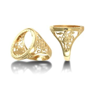 9ct Yellow Gold St George Full Sovereign Ring Mount