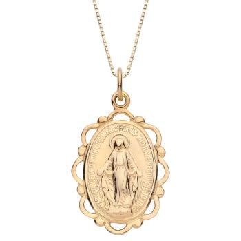 18ct Yellow ﻿Gold on Sterling Silver Madonna Filigree Pendant Necklace