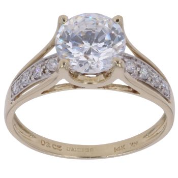 14ct Yellow Gold Cubic Zirconia Single Stone Ring