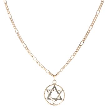 9ct Yellow Gold Star Of David Pendant and Chain 24"