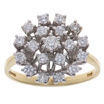 18ct Yellow Gold 0.83ct Brilliant Cut Diamond Cluster Ring