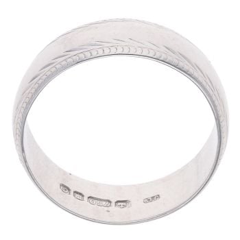 18ct White Gold Traditional Court Patterned Wedding Band 5.5mm