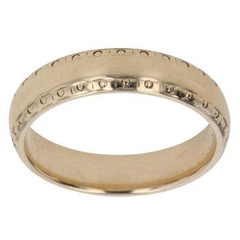 9ct Yellow Gold Patterned Wedding Band 5.1mm