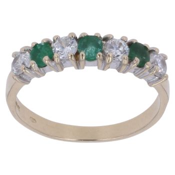 9ct Yellow Gold Green and Clear Cubic Zirconia Ring