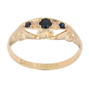 18ct Yellow Gold 0.05ct Diamond And Sapphire Five Stone Ring