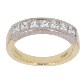 18ct Yellow and White Gold 0.70ct Princess Cut Diamond Half Eternity Ring