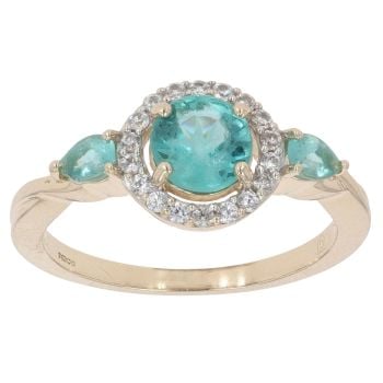 9ct Yellow Gold Cubic Zirconia and Green Gemstone Dress Ring