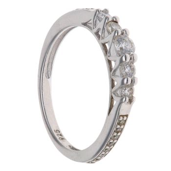 Silver Cubic Zirconia Five Stone Ring By Icesia