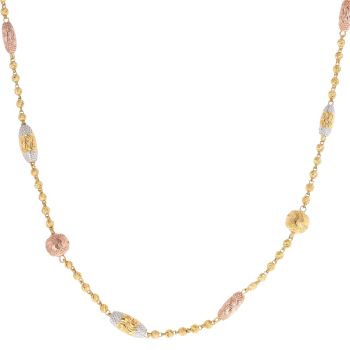 22ct Yellow White and Rose Gold Beaded Chain 24"