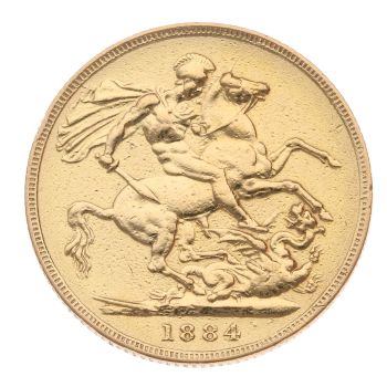 1884 Victoria Young Head UK Full Sovereign Coin