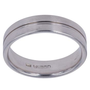 9ct White Gold Grooved Line 5.8mm Wedding Band