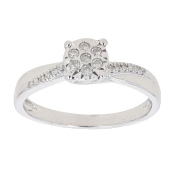 9ct White Gold 0.20ct Diamond Cluster Ring