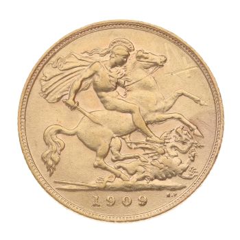 1909 Edward VII Large Head UK Half Sovereign Coin