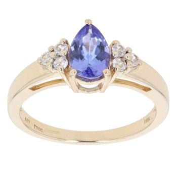 9ct Yellow Gold Tanzanite And Cubic Zirconia Ring