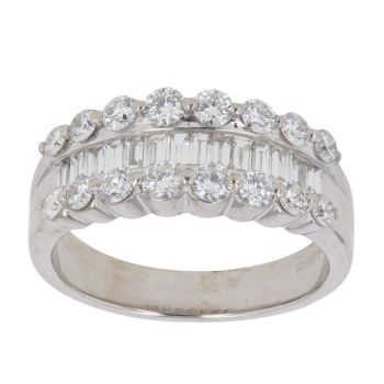 18ct White Gold 1.20ct Brilliant and Baguette Cut Diamond Fancy Ring