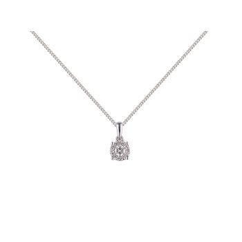 9ct White Gold 0.12ct Diamond Solitaire Pendant Necklace