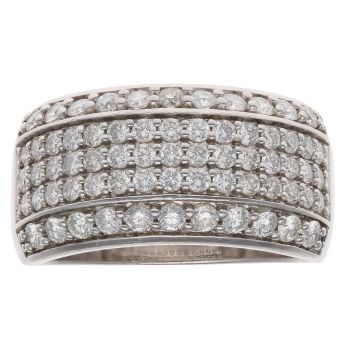 18ct White Gold 0.90ct Brilliant Cut Diamond Five Row Fancy Ring