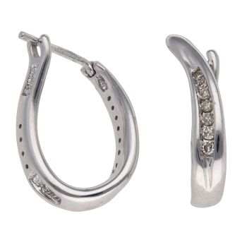 9ct White Gold 0.25ct Brilliant Cut Diamond Twist Hoop Earrings