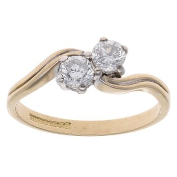 18ct Yellow Gold 0.50ct Brilliant Cut Diamond Two Stone Ring