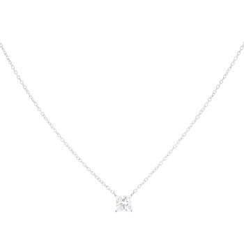 9ct White Gold 0.50ct Lab Grown Princess Cut Diamond Solitaire Pendant and Chain 18"