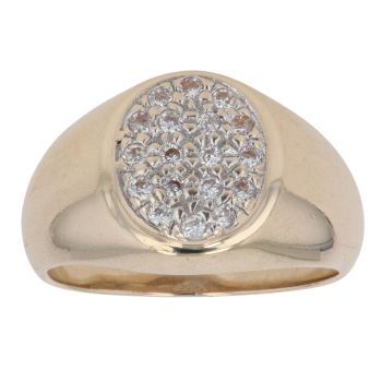 9ct Yellow Gold Cubic Zirconia Cluster Signet Ring